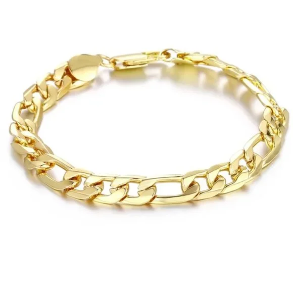 Gold 8MM Sideways Bracelet For Women Men Party Gifts Wedding Fashion Jewelry - Picture 2 of 5